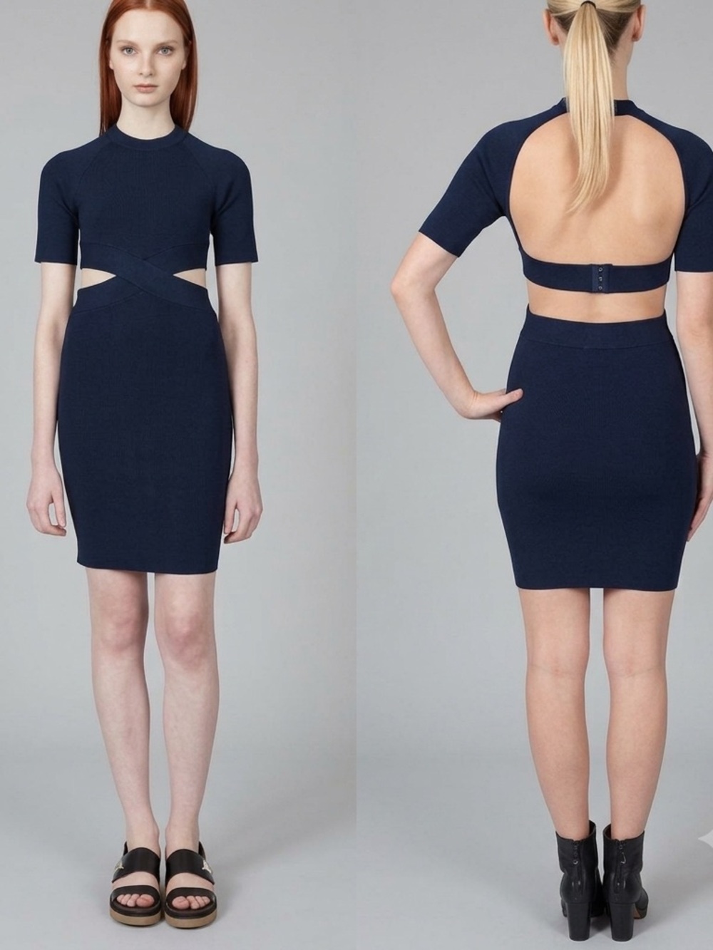 T by Alexander Wang
Criss-Cross Short-Sleeve Bodycon Dress Midnight (SD2)